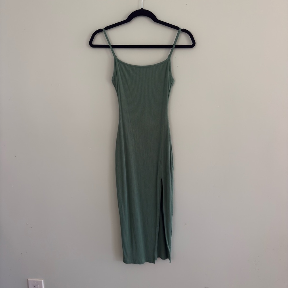 Superdown Slim Slip Midi Dress in Sage Green